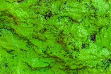 Green Painted Old Weathered Natural Stone