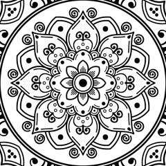 Abstract black and white line drawing, contour image for adult and older children