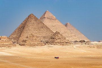 The Pyramids of Giza and the Sphinx of Egypt, a global tourist area of the wonders of the world