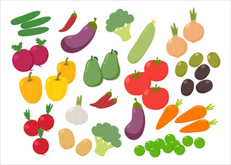 Various fresh colorful vegetables.