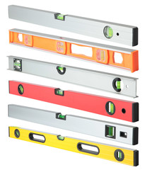 Obraz premium Set of building level rulers, isolated on a white background. Construction, carpentry tools