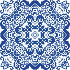 Ornamental azulejo portugal tiles decor.