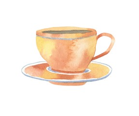 Cup illustration. Watercolor mug - 317813425