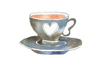 Cup illustration. Watercolor mug - 317813438