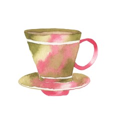 Cup illustration. Watercolor mug - 317813444