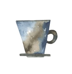 Cup illustration. Watercolor mug - 317813451