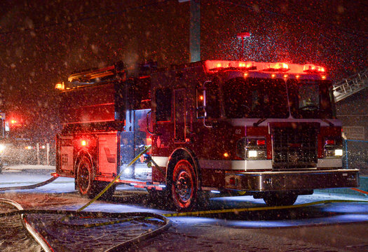 Camion incendie en action