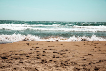 Summer photo of beach and sunny sky . Free space for your decoration 