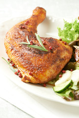 Spicy chicken leg. Close up.