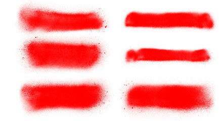 Set of red spray lines. Red watercolor brushes background - obrazy, fototapety, plakaty