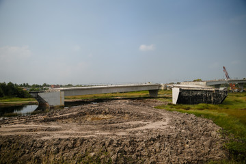 Obraz premium Highway overpass in a state of disrepair in Mekong Delta region of Vietnam