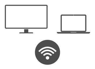 Smart device and wifi icon. Computer, tv. Vektor illustration.