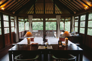 BALI,INDONESIA - JULY 29,2009: interior view of a beautiful suite room of a resort of ubud, bali...