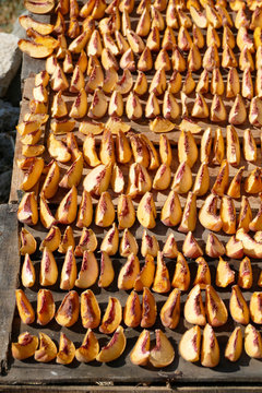 Trays Of Dried Fruit At A Roadside Fruit Stand