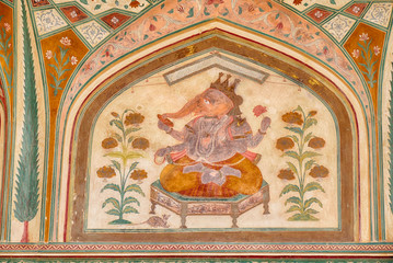Intricate paintings on the Ganesh Pol Door