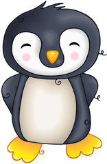 Little happy penguin isolated on white