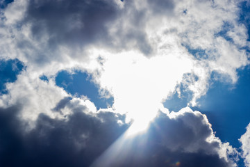 White clouds in a blue sky