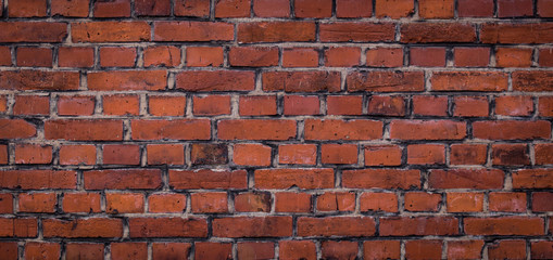 texture of old red brick wall background. high detailed photo of brickwall