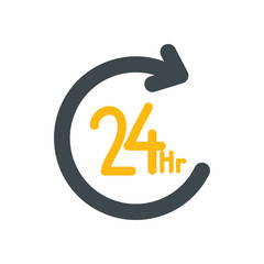 24 hour attention signaling isolated icon