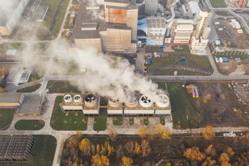 Aerial drone photography of air pollution in europe.