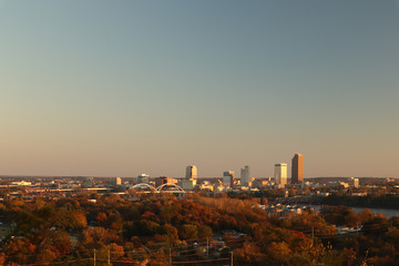 Little Rock sklyine in autumn during golden hour