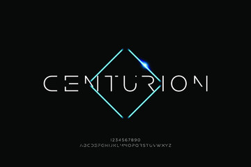 Centurion, an Abstract technology futuristic alphabet font. digital space typography vector illustration design - obrazy, fototapety, plakaty