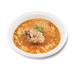 Dish of rice with partridge and artichokes
