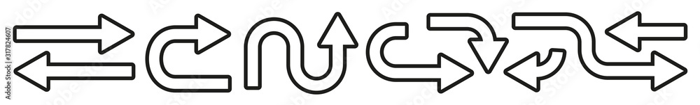 Poster arrow icon line black | arrows | infographic illustration | direction shape symbol | pointer logo | 