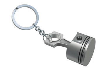 Car engine piston keychain. 3D rendering