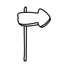 wooden arrow guide direction on stick thick line