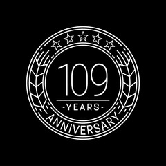 109 years anniversary logo template. 109th line art vector and illustration.