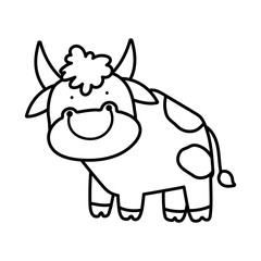 cute bull livestock farm animal cartoon thick line