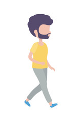 young man walking character cartoon icon