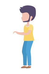 young man walking character cartoon icon