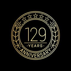 129 years anniversary logo template. 129th line art vector and illustration.