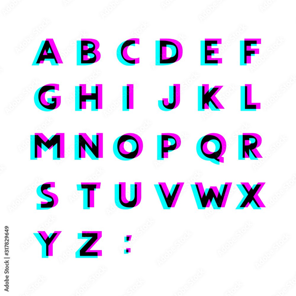 Fototapete design of visual effect letters set