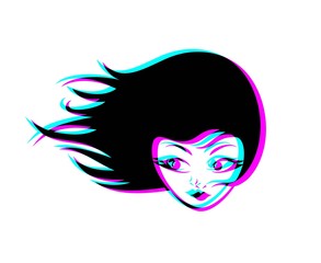 Design of pretty girl face draw