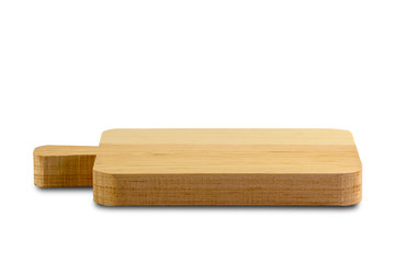 Unused, very clean wooden cutting board. Clean surface, without scratches and without stains. New cut wood. Isolated on white background.