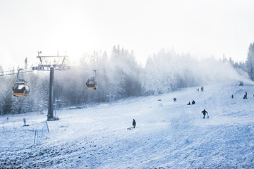 Slope to the ski resort. SwieradowZdroj, Poland