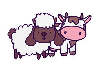 cow and sheep farm animal cartoon