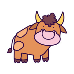 cute bull livestock farm animal cartoon