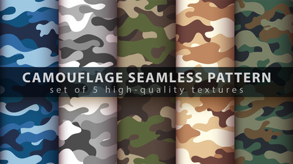 Set camouflage military seamless pattern