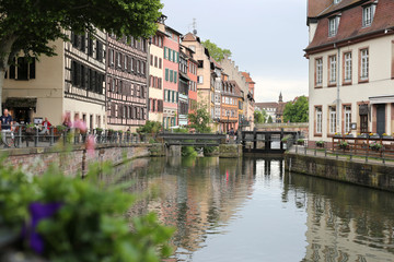 Traditional coloful houses in La Petite France district in Strasbourg