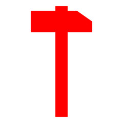 Hammer sign icon - red simple, isolated - vector