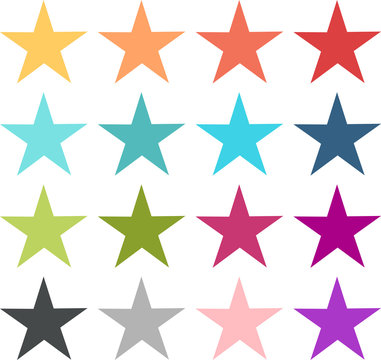 Set of coloured star icons
