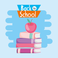 back to school education apple on stacked books