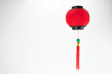 Chinese red lantern or tanglong on white background.