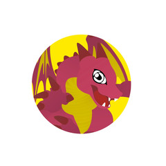Illustration of Red Dragon Cartoon, Cute Funny Character, Flat Design