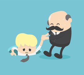 businessman who is helping a friend who falls into the pipeline