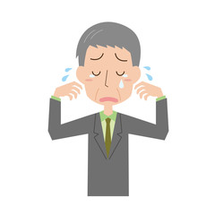 スーツ　会社員　男性　泣く　感情　ポーズ　年配　中高年